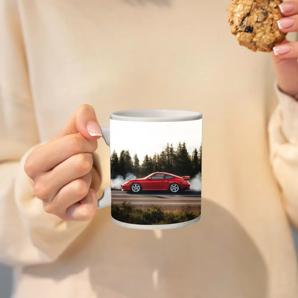 Red Porsche 911 Burnout Forest Road – Mugs