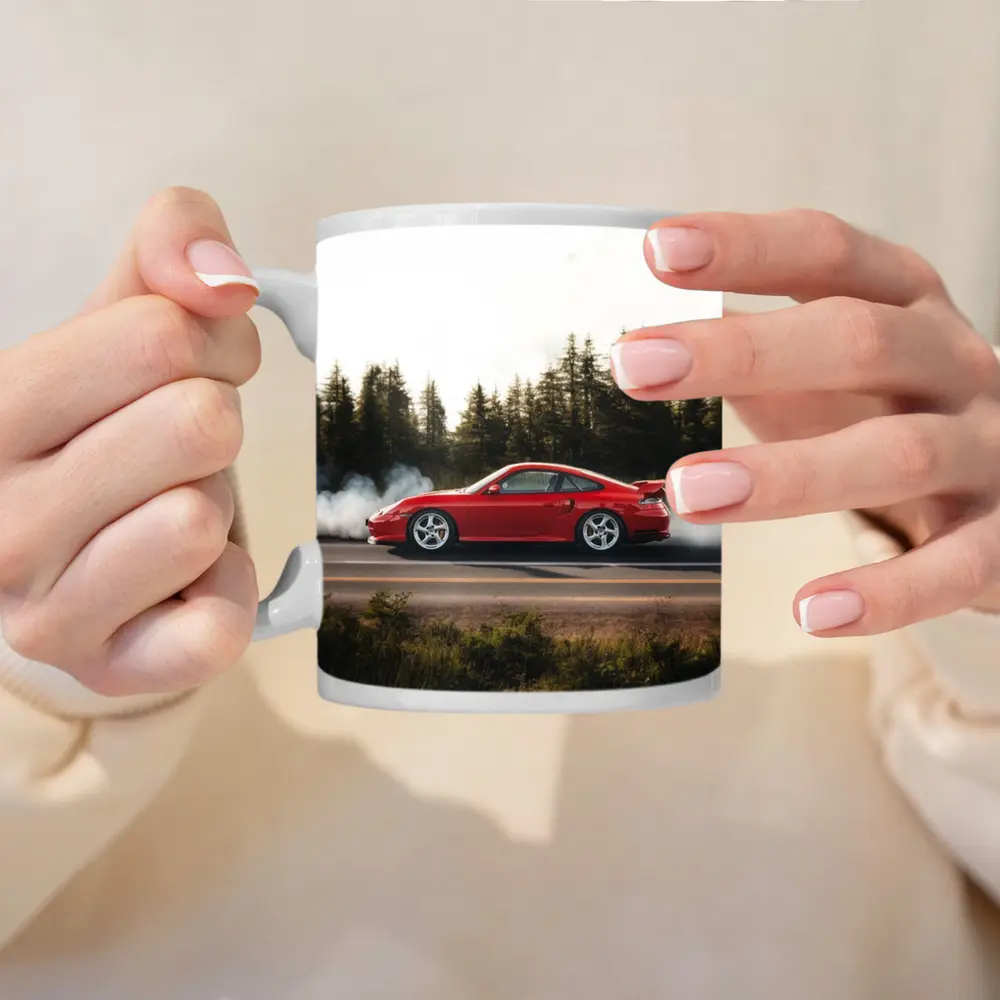 Red Porsche 911 Burnout Forest Road – Mugs