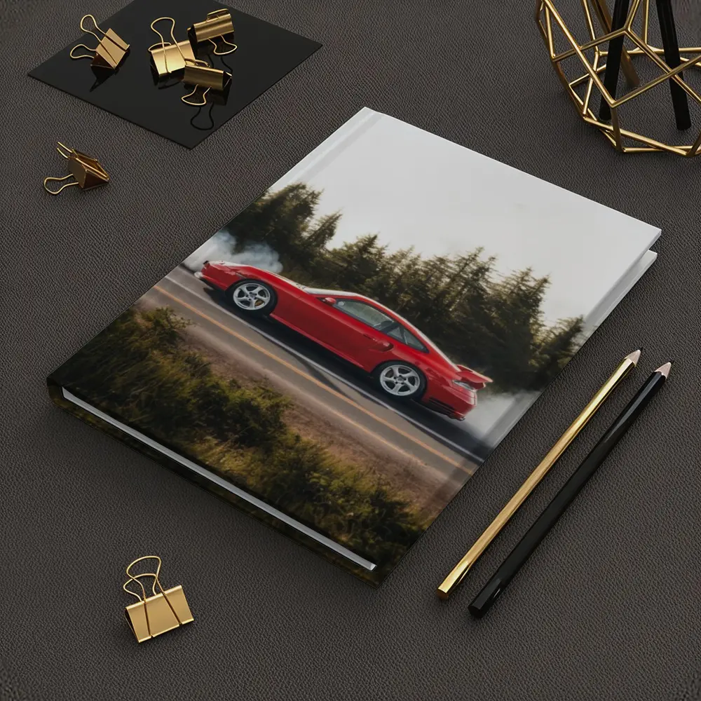 Red Porsche 911 Burnout Forest Road – Notebooks