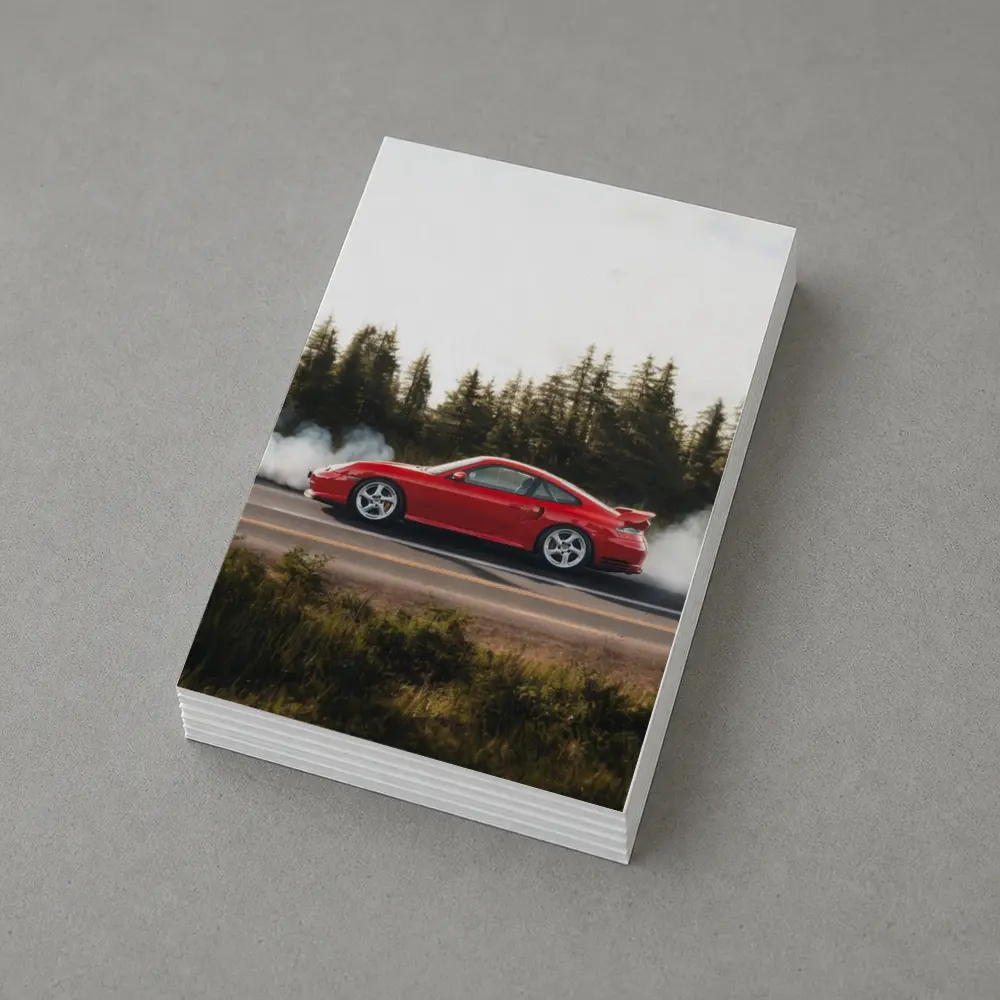 Red Porsche 911 Burnout Forest Road – Postcards