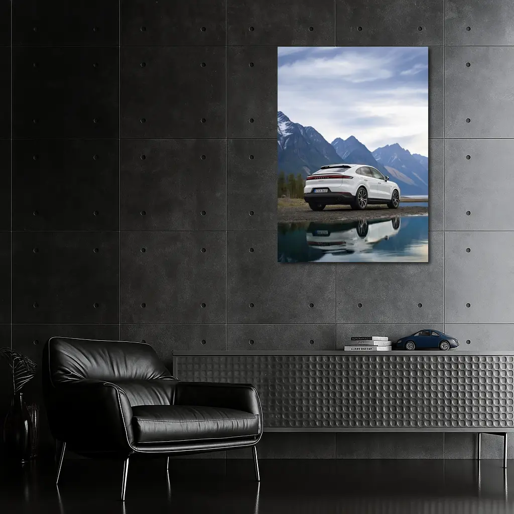 Porsche Cayenne Coupe White Mountain Lake – Wall Art