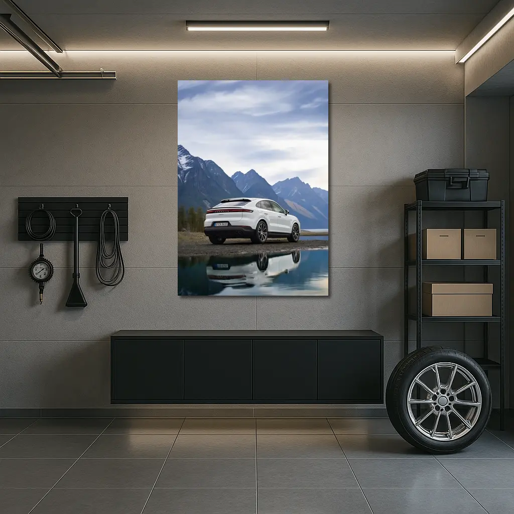 Porsche Cayenne Coupe White Mountain Lake – Wall Art