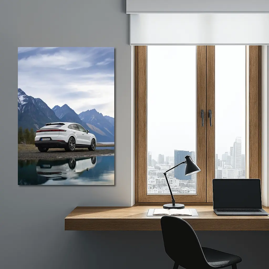Porsche Cayenne Coupe White Mountain Lake – Wall Art
