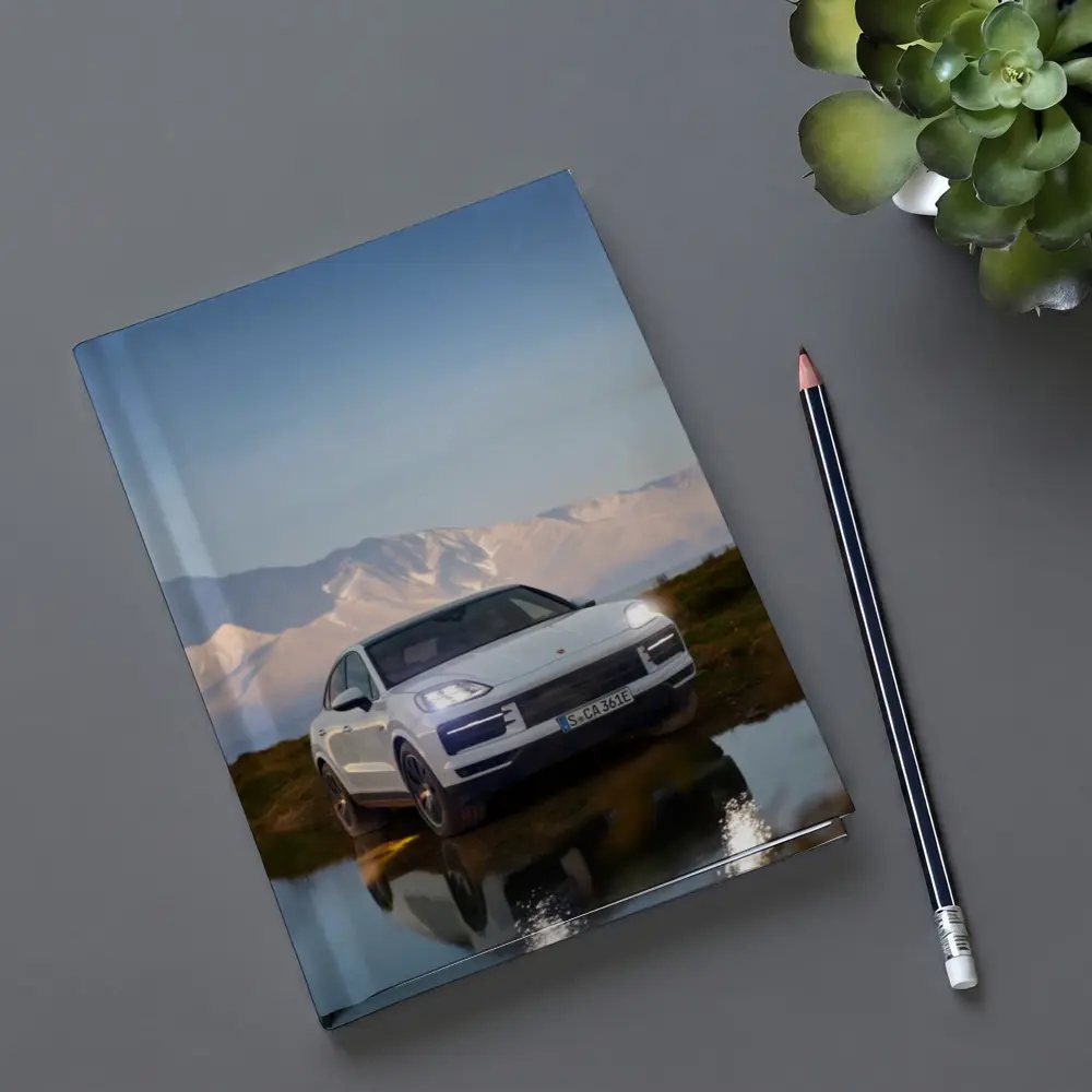 Porsche Cayenne White SUV Mountain Backdrop – Notebooks