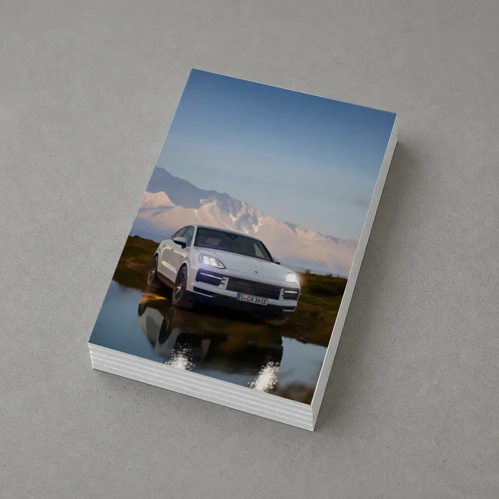 Porsche Cayenne White SUV Mountain Backdrop – Postcards