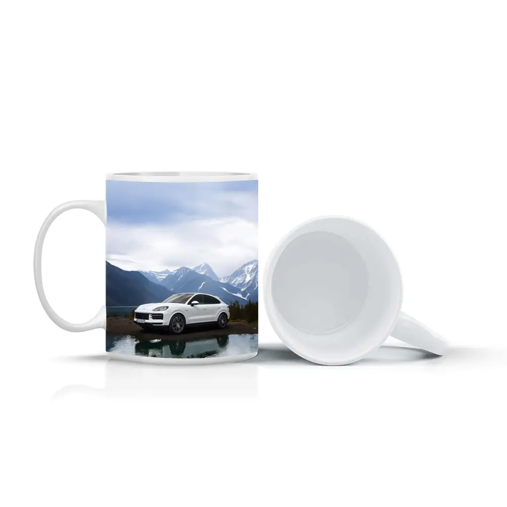 Porsche Cayenne White SUV Mountain Lake – Mugs