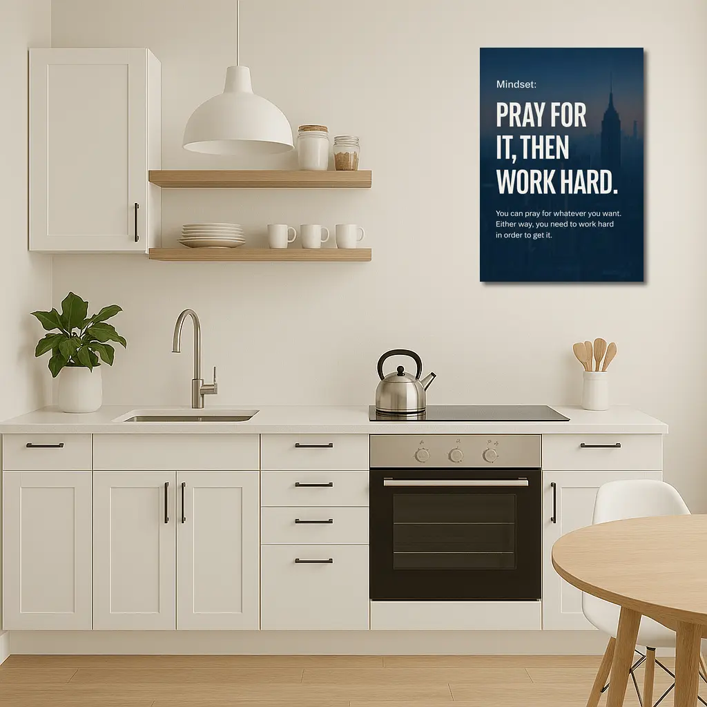 Pray Work Hard Mindset City Skyline – Wall Art