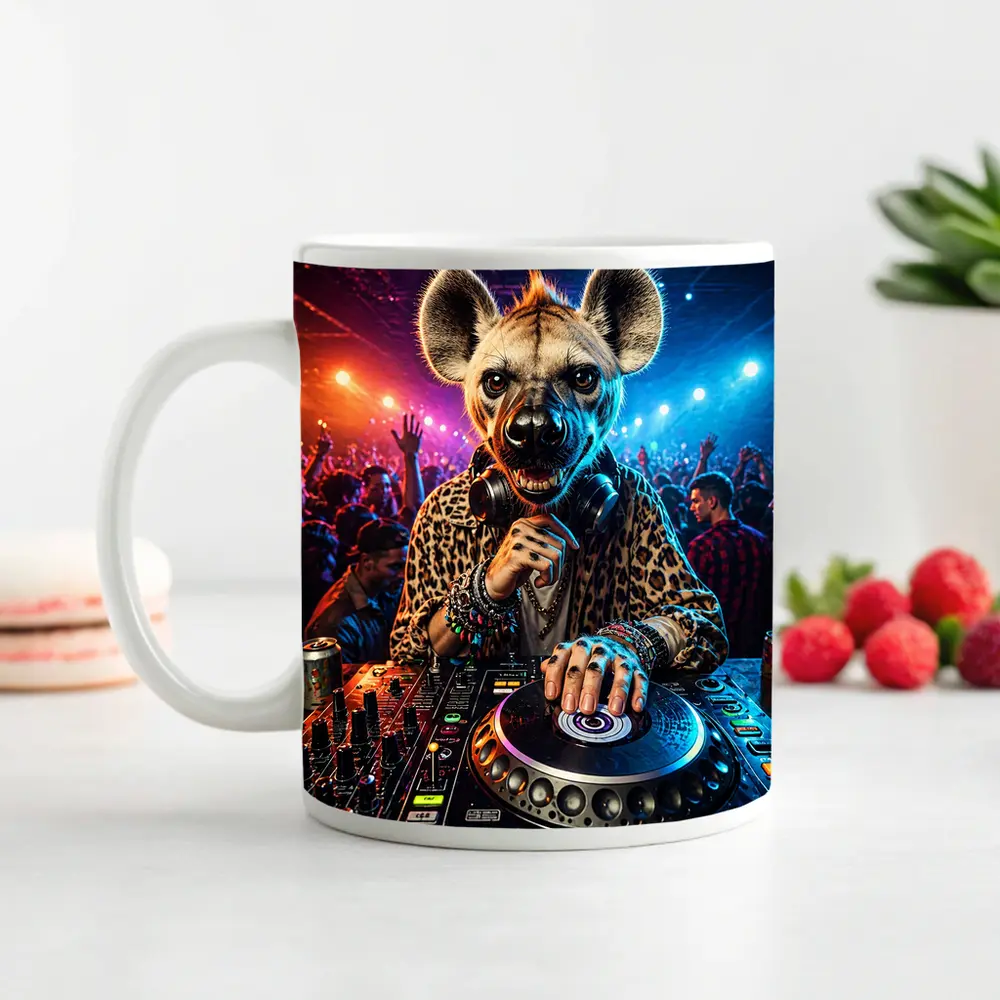 Hyena DJ Spinning Decks At Nightclub – Mugs