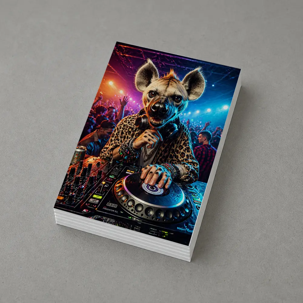 Hyena DJ Spinning Decks At Nightclub – Postcards