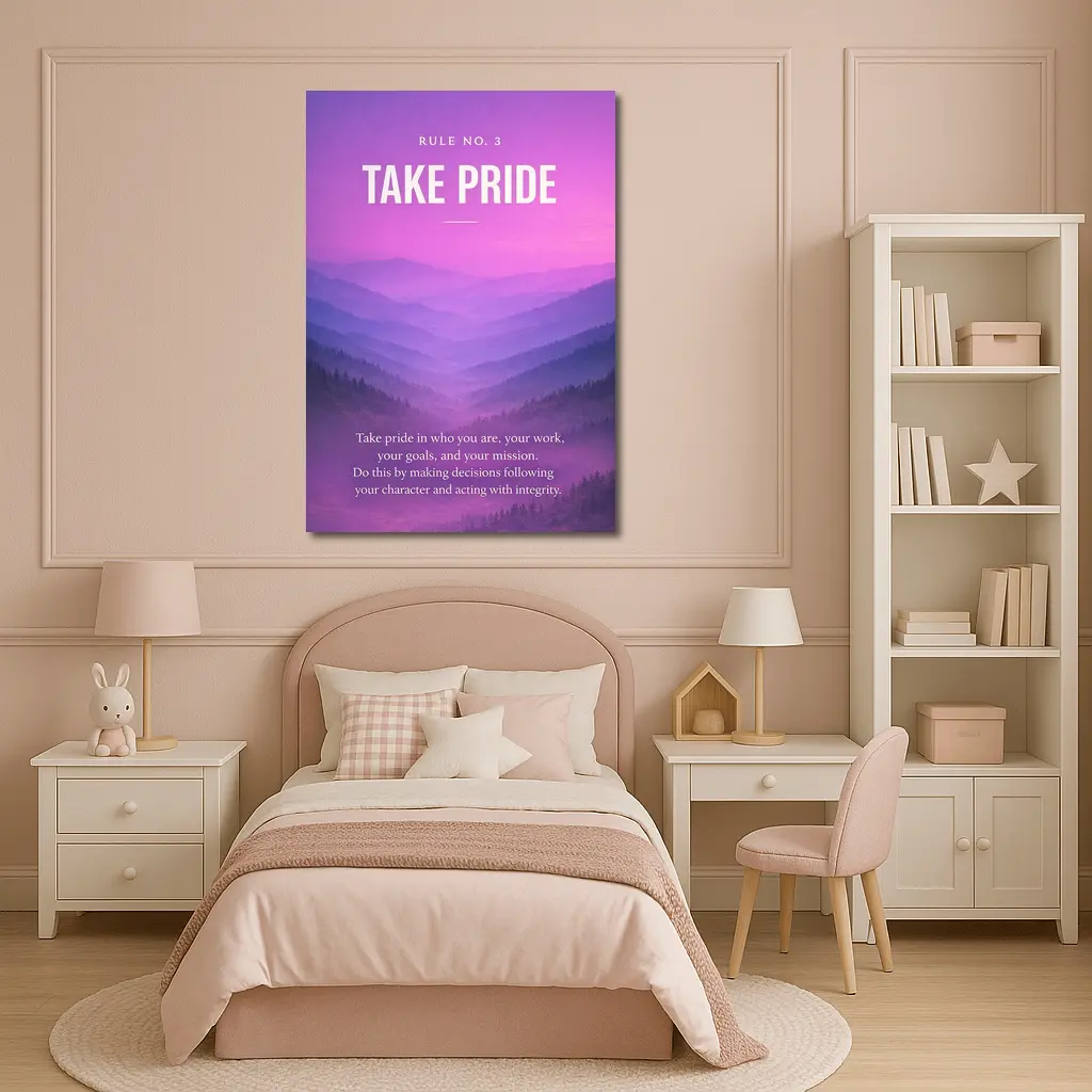 Take Pride Quote Purple Mountain Landscape – Wall Art