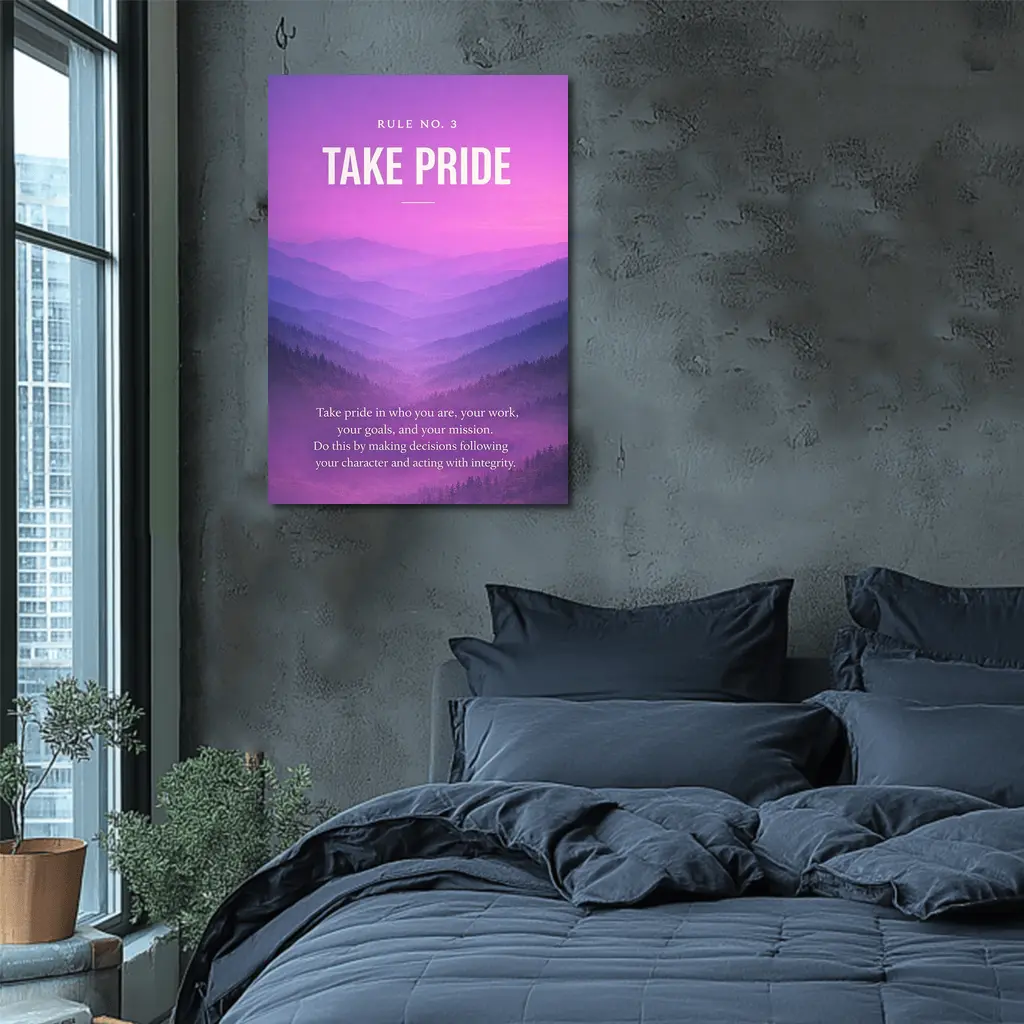 Take Pride Quote Purple Mountain Landscape – Wall Art