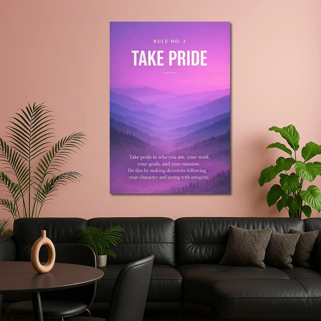 Take Pride Quote Purple Mountain Landscape – Wall Art