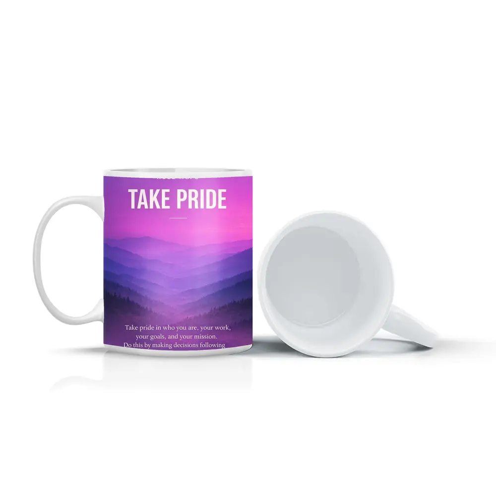 Take Pride Quote Purple Mountain Landscape – Mugs