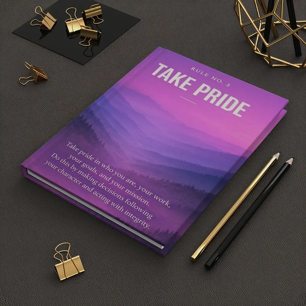 Take Pride Quote Purple Mountain Landscape – Notebooks