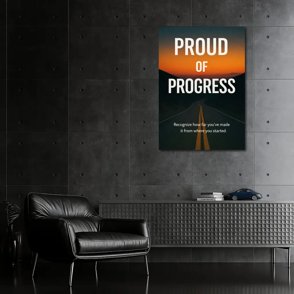 Proud Of Progress Road Sunset Motivational Quote – Wall Art