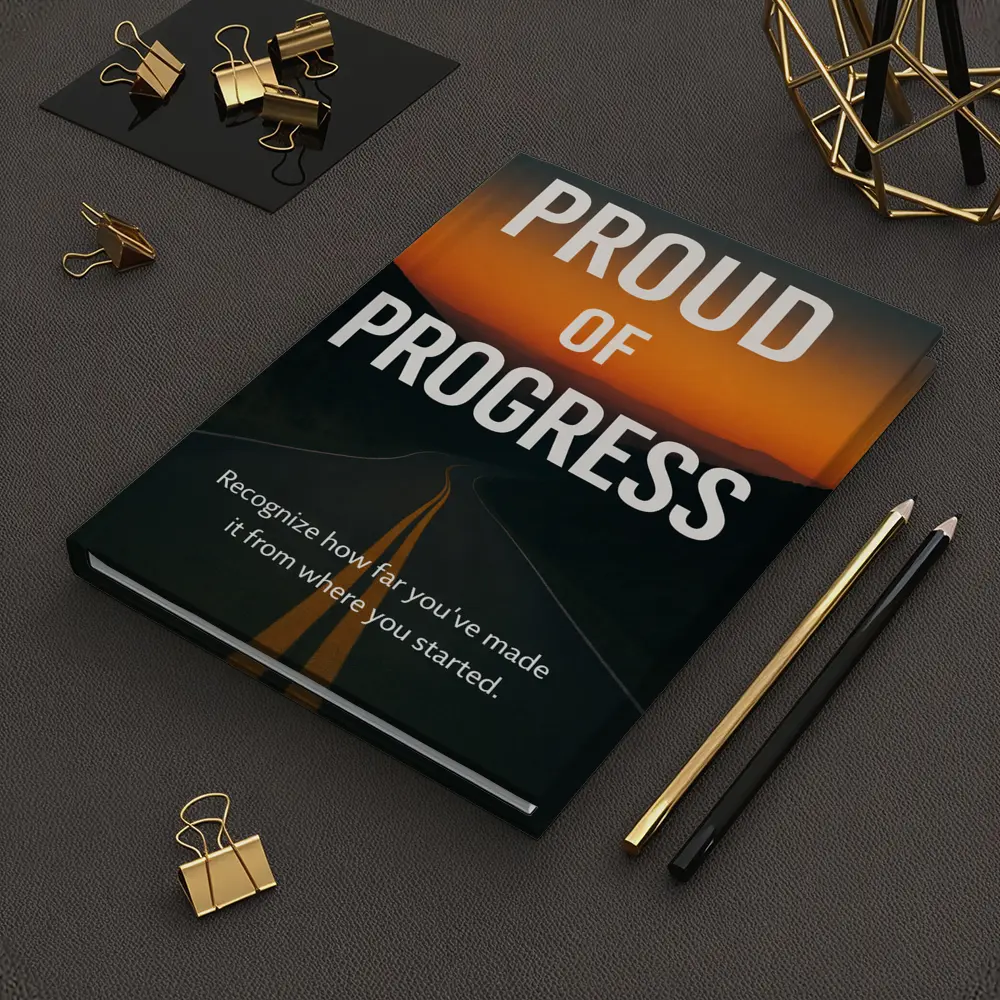 Proud Of Progress Road Sunset Motivational Quote – Notebooks