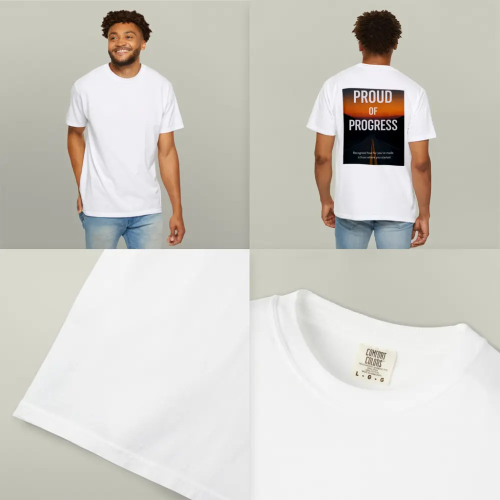 Proud Of Progress Road Sunset Motivational Quote – T-Shirts