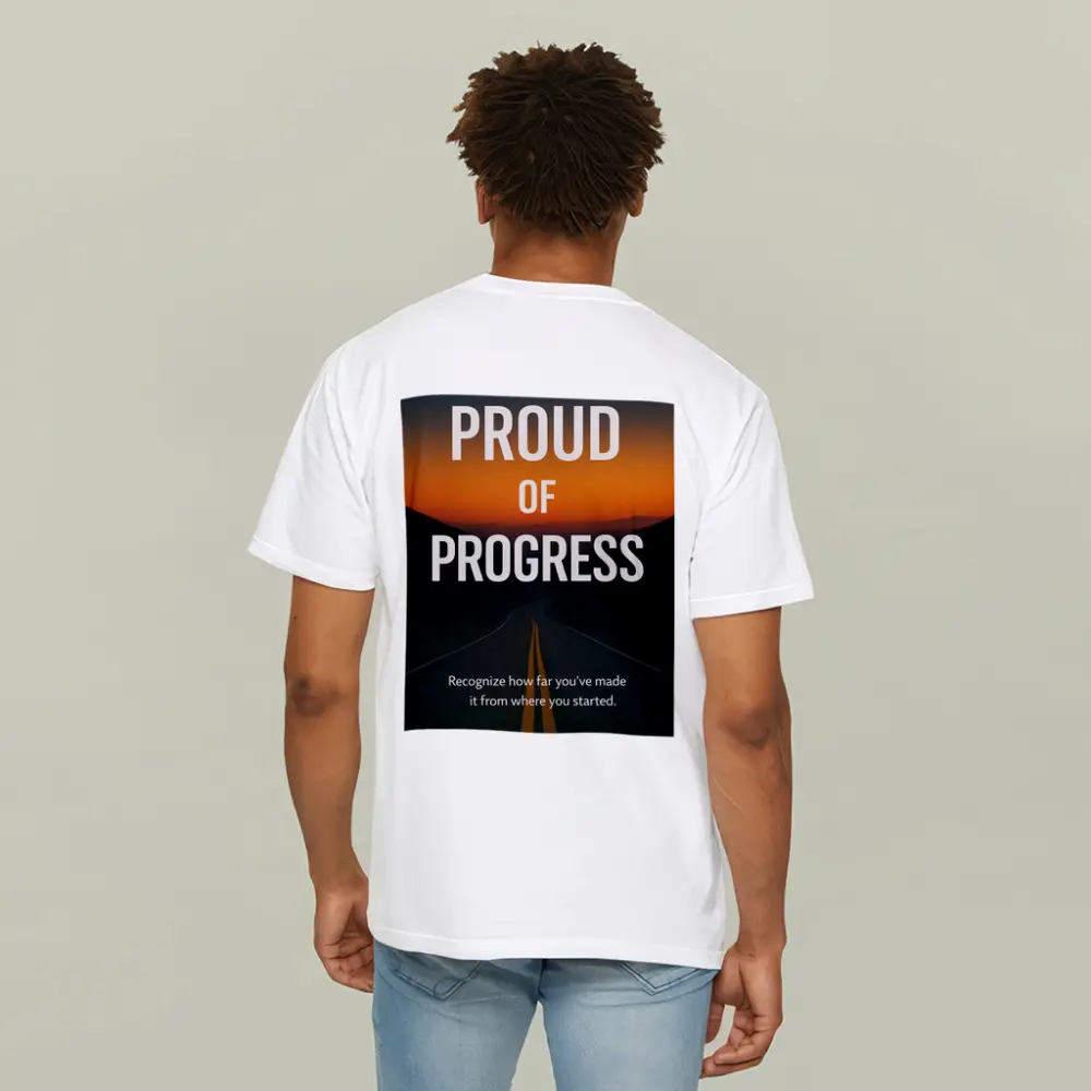 Proud Of Progress Road Sunset Motivational Quote – T-Shirts