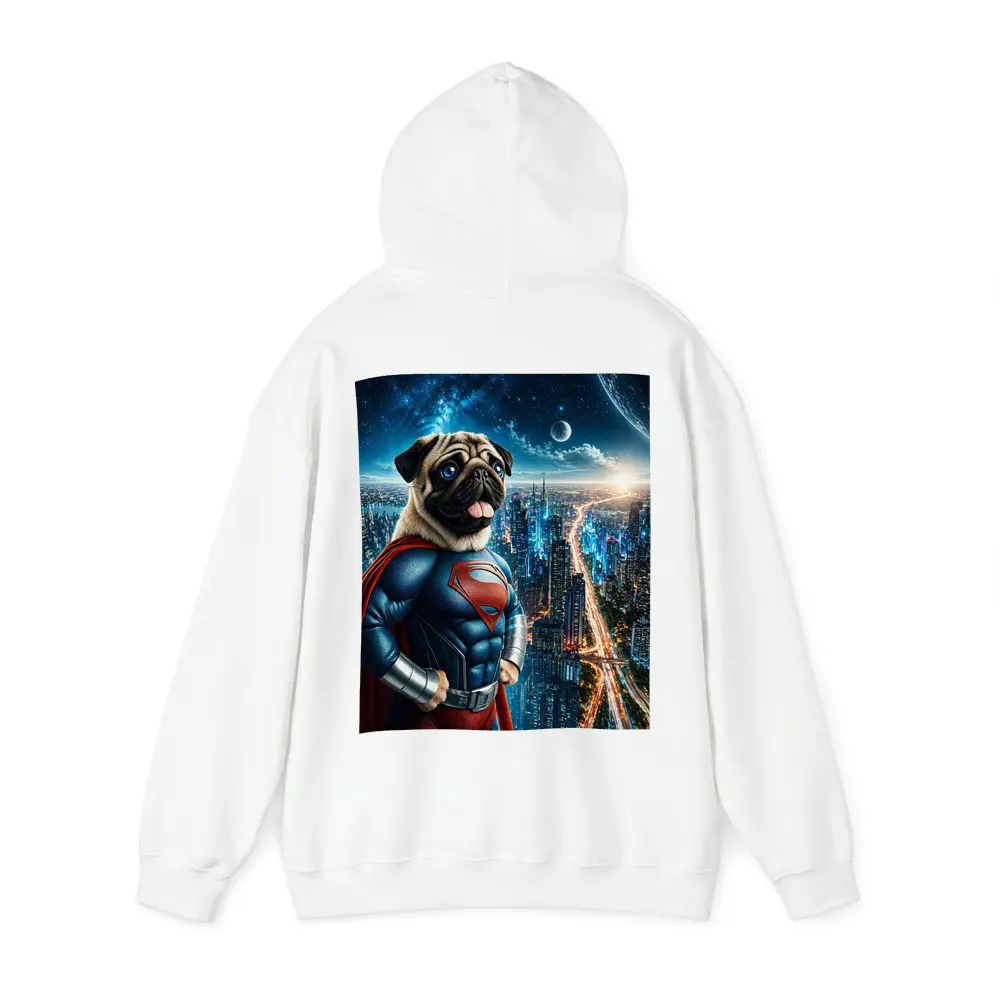 Pug Dog Superman Hero City Night – Hoodies