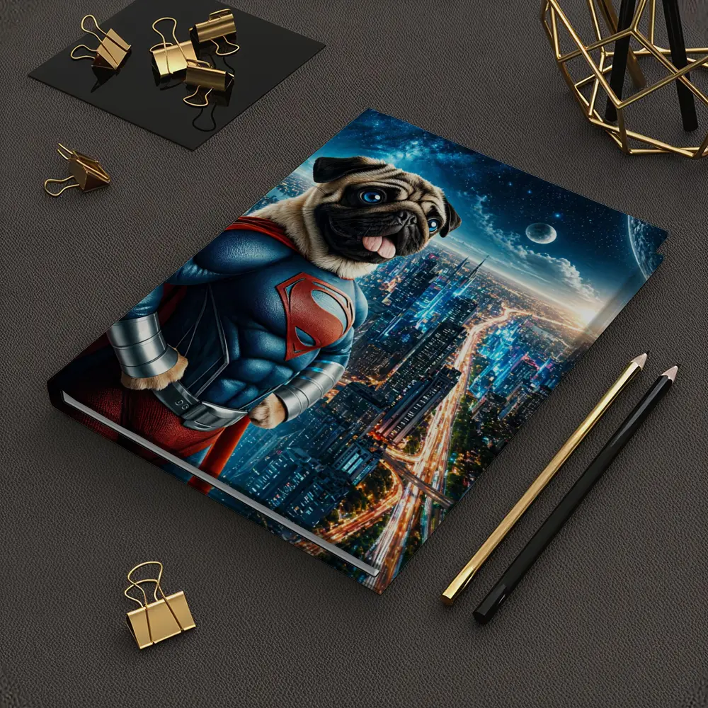 Pug Dog Superman Hero City Night – Notebooks