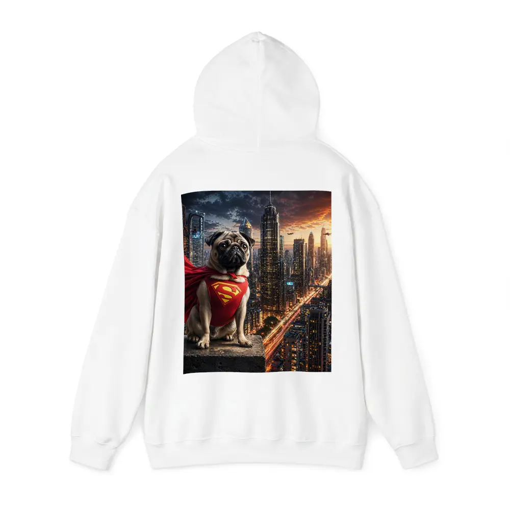 Pug Superhero Superman Cape City Night – Hoodies