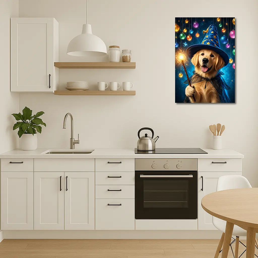 Golden Retriever Wizard Dog Magic Sparkle – Wall Art