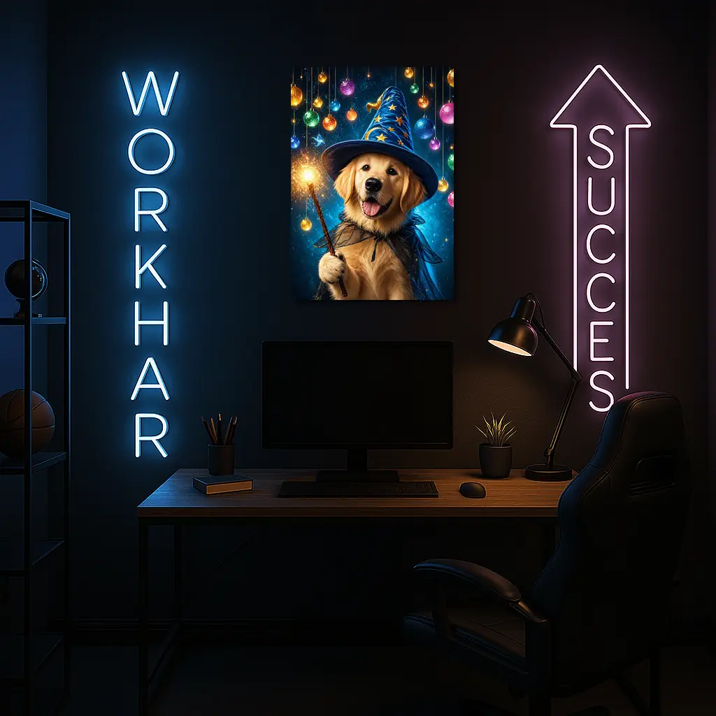 Golden Retriever Wizard Dog Magic Sparkle – Wall Art