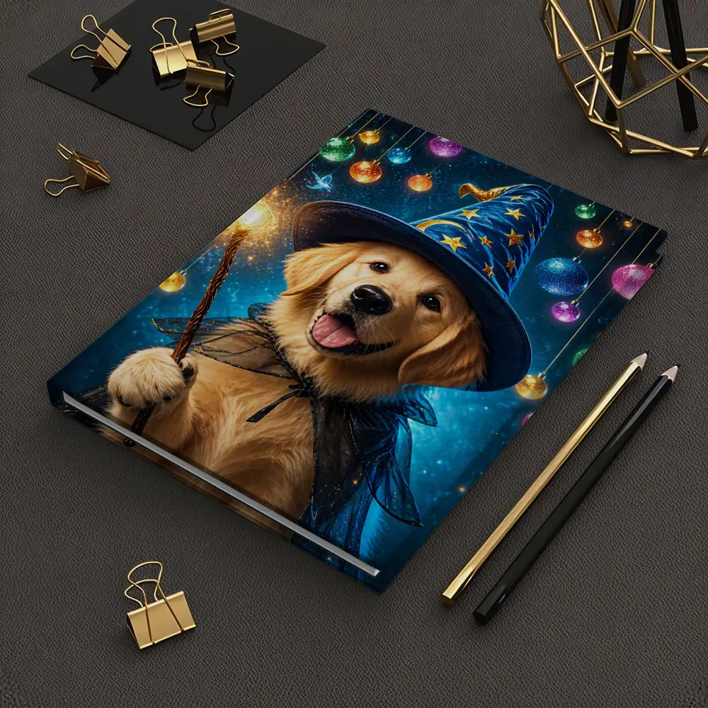 Golden Retriever Wizard Dog Magic Sparkle – Notebooks