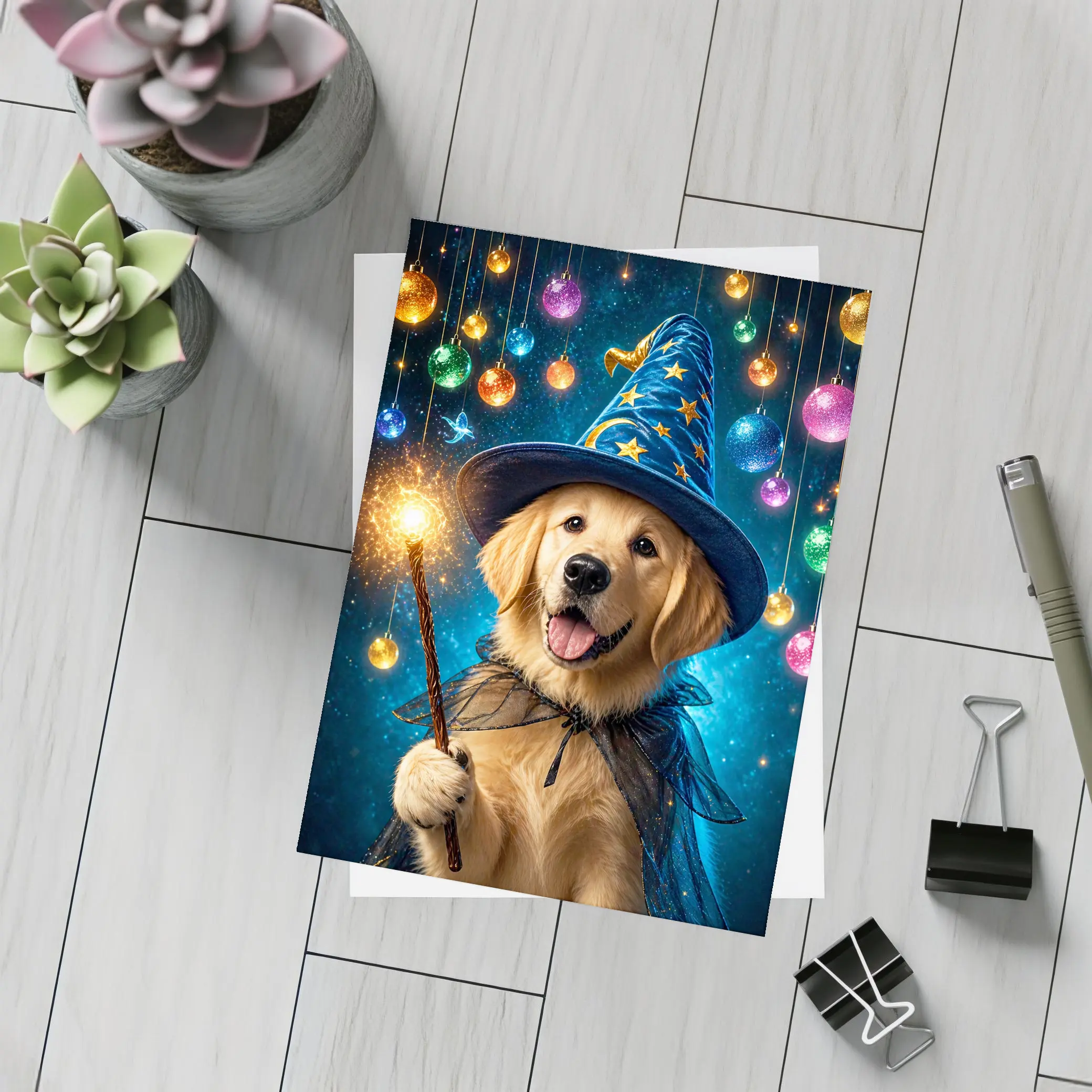 Golden Retriever Wizard Dog Magic Sparkle – Postcards