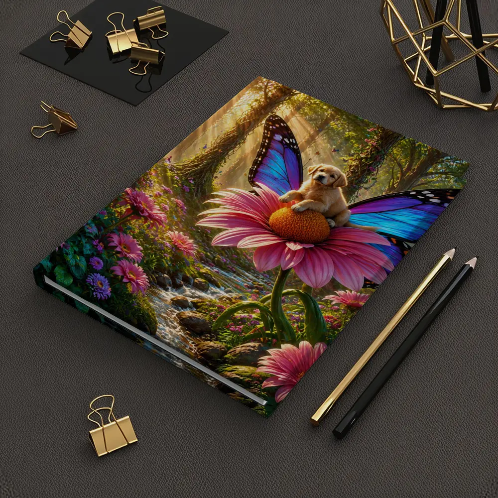 Golden Retriever Puppy Butterfly Fantasy Forest – Notebooks