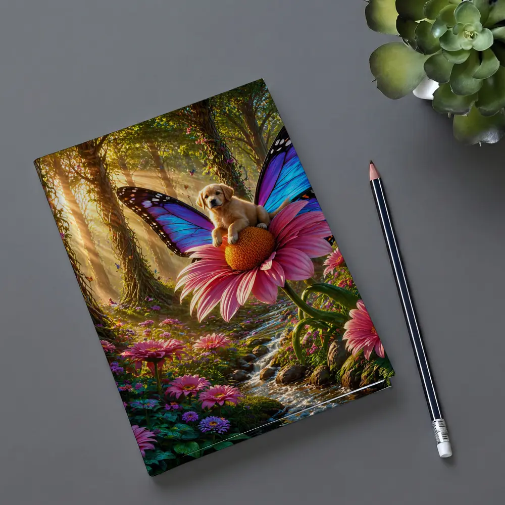 Golden Retriever Puppy Butterfly Fantasy Forest – Notebooks