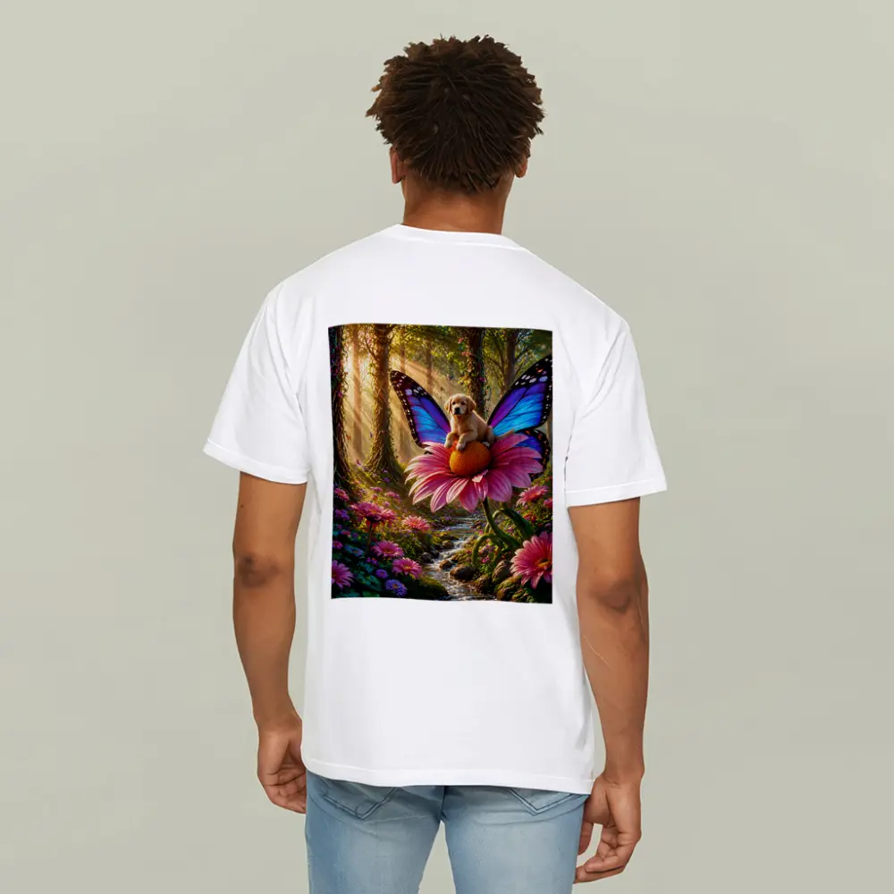 Golden Retriever Puppy Butterfly Fantasy Forest – T-Shirts