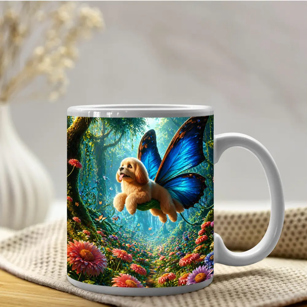 Golden Puppy Butterfly Wings Enchanted Forest – Mugs
