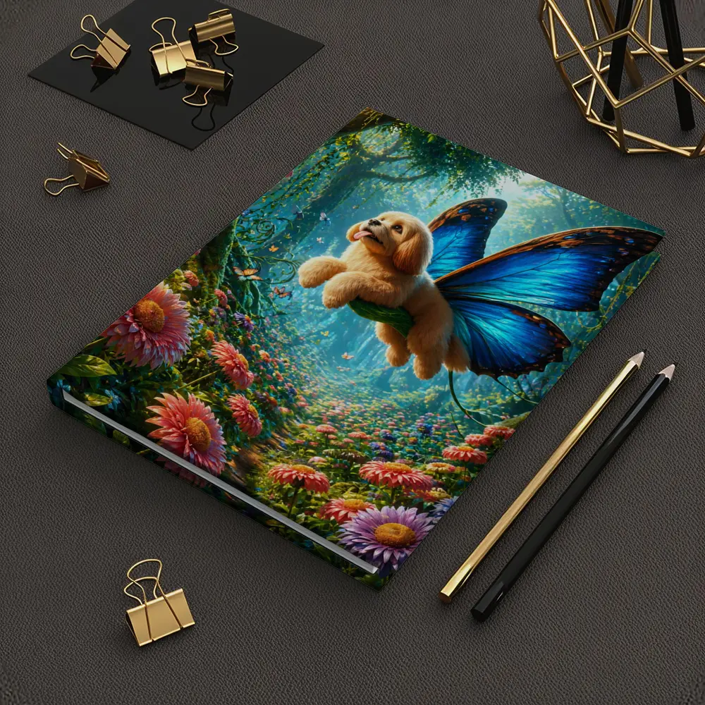 Golden Puppy Butterfly Wings Enchanted Forest – Notebooks