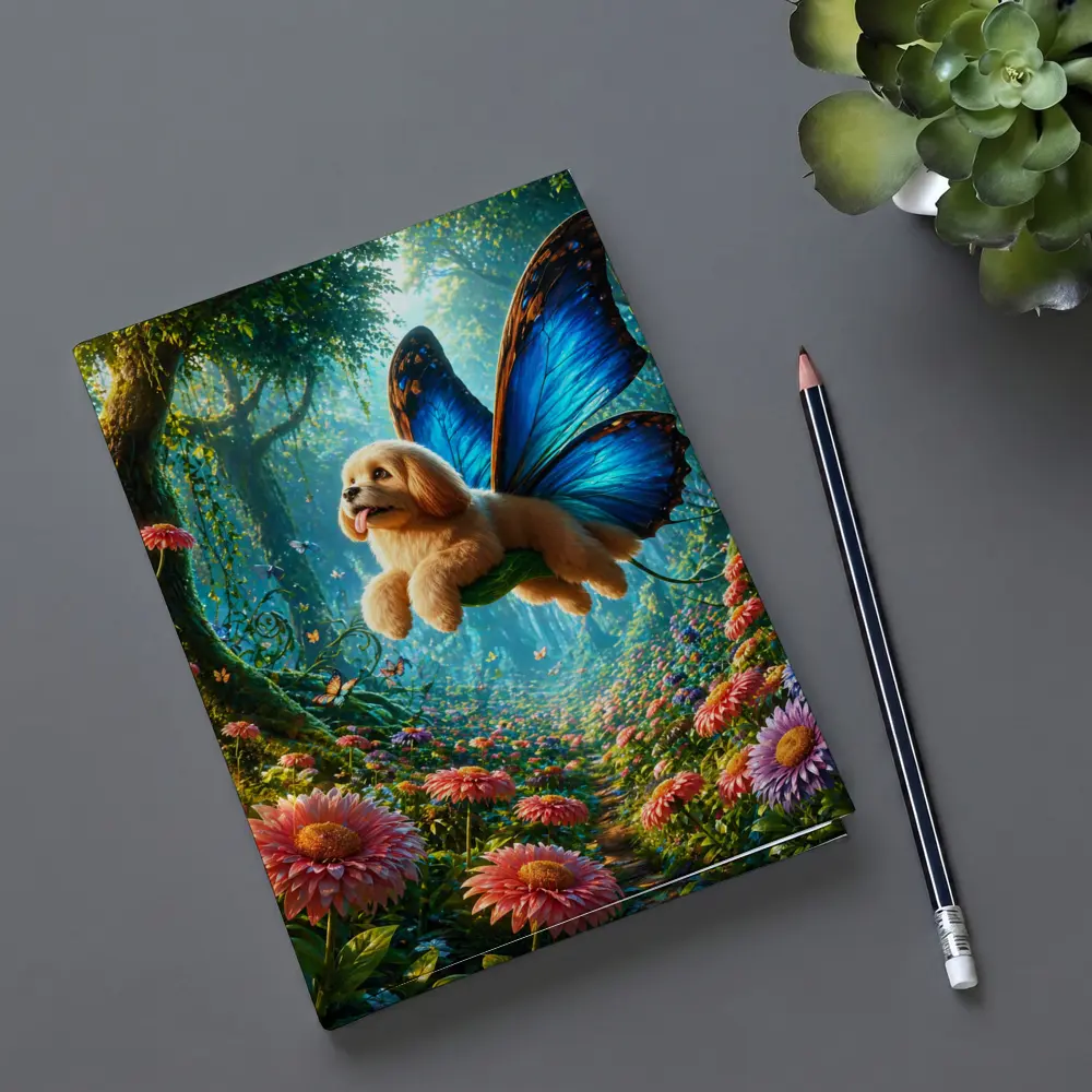 Golden Puppy Butterfly Wings Enchanted Forest – Notebooks
