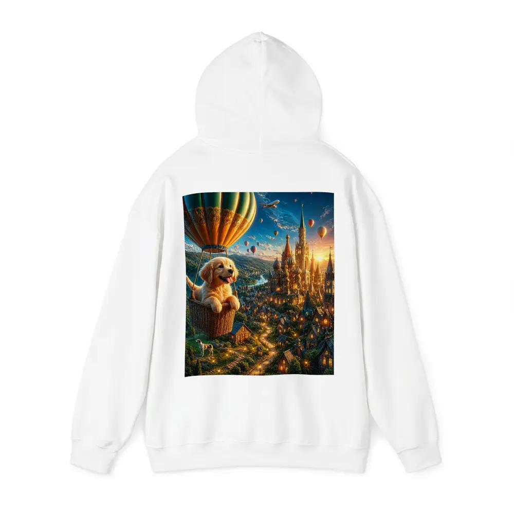 Golden Retriever Puppy Hot Air Balloon Fantasy City – Hoodies