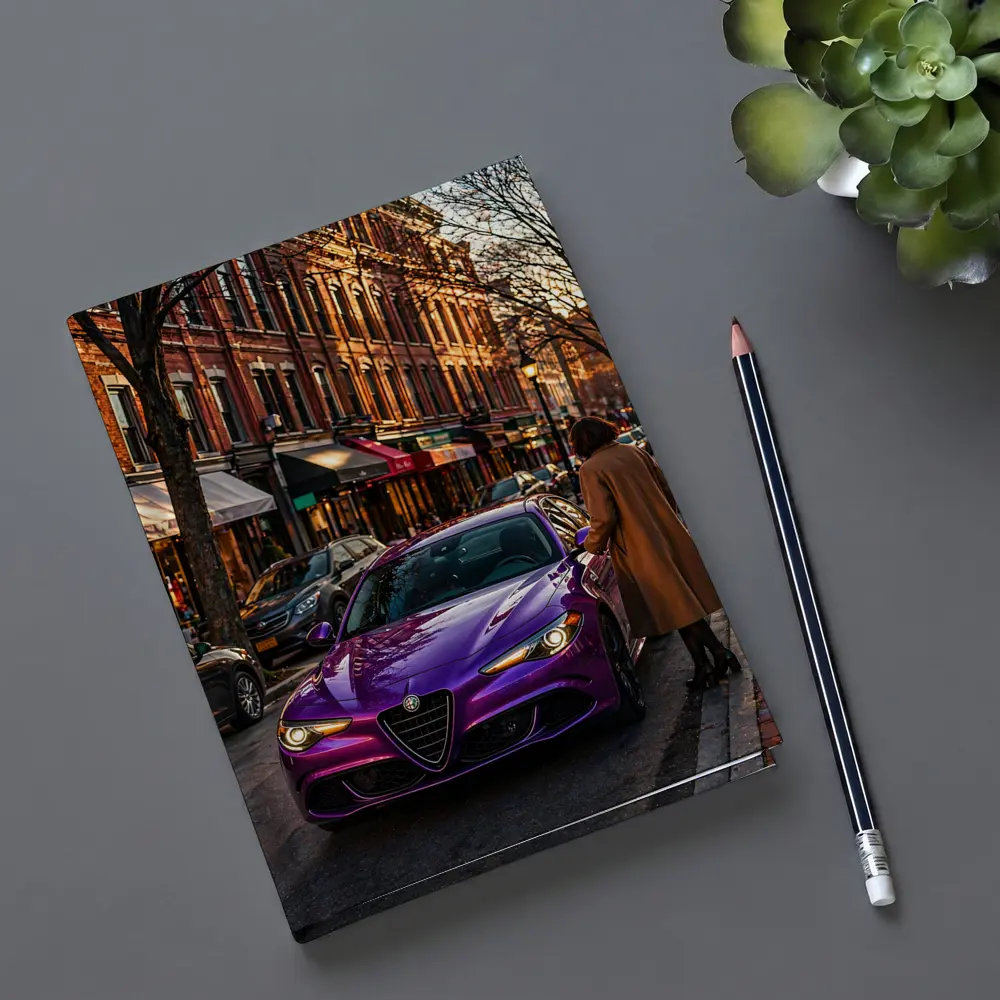 Alfa Romeo Giulia Purple On City Street – Notebooks