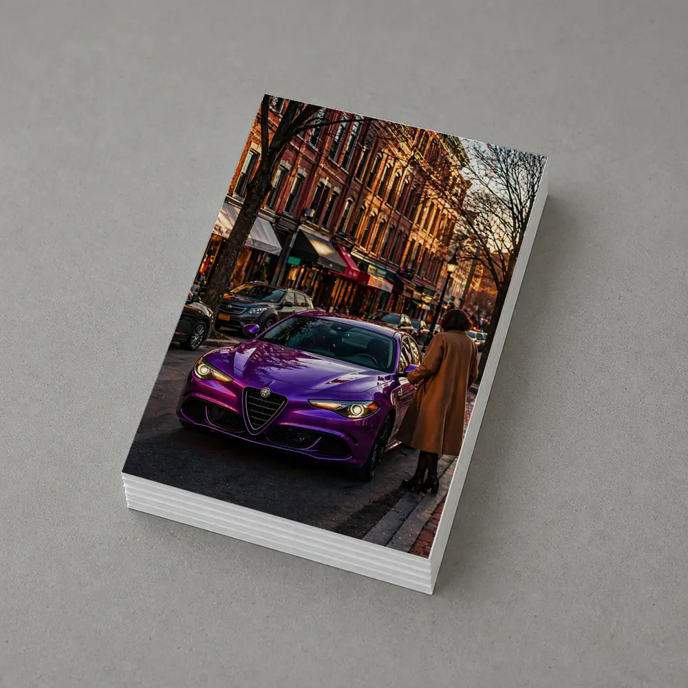 Alfa Romeo Giulia Purple On City Street – Postcards