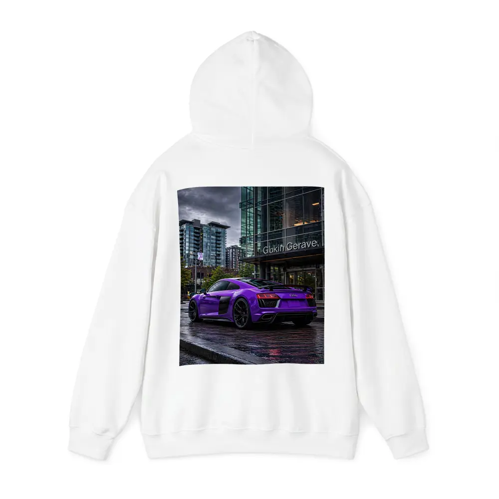 Purple Audi R8 Rainy City Street – Hoodies