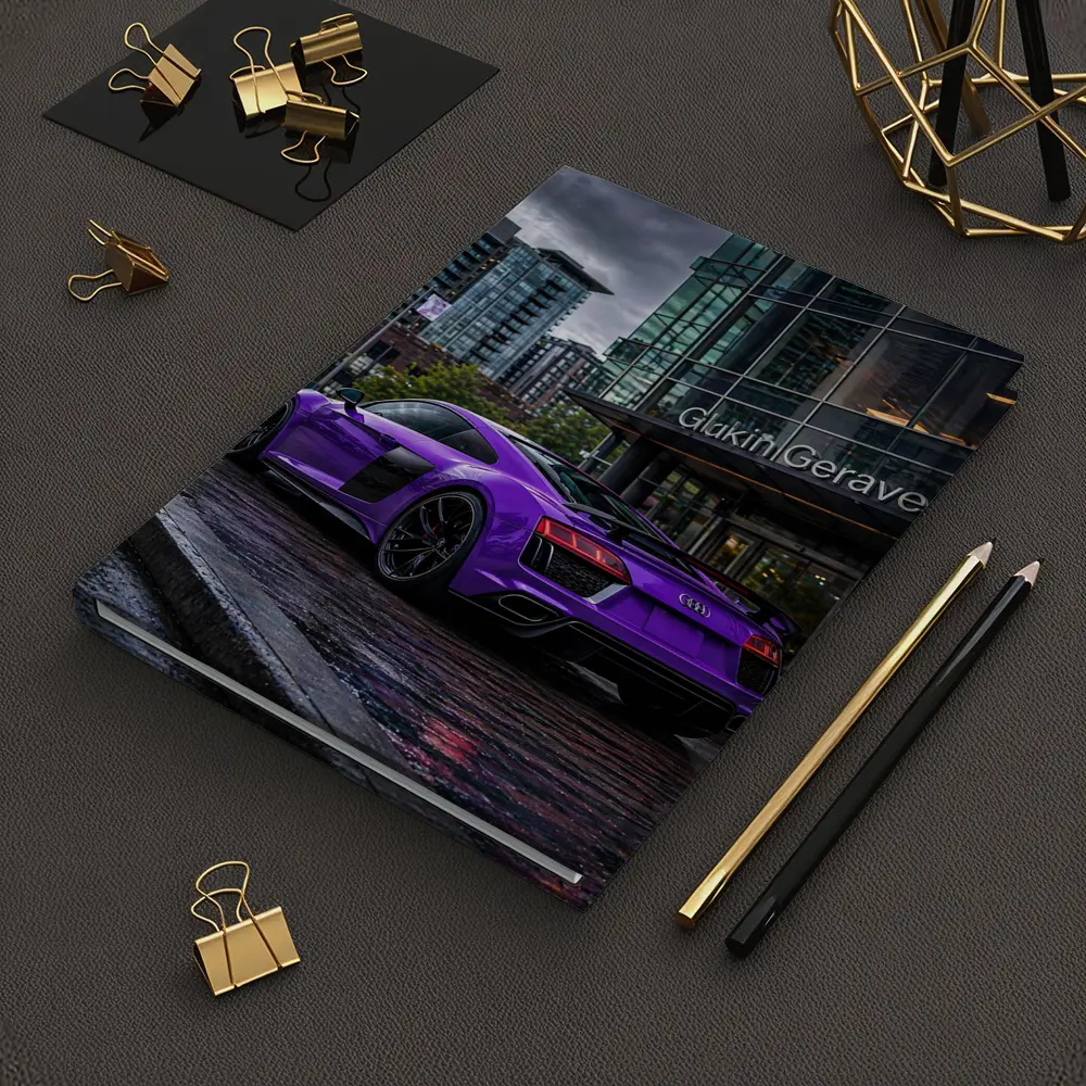 Purple Audi R8 Rainy City Street – Notebooks