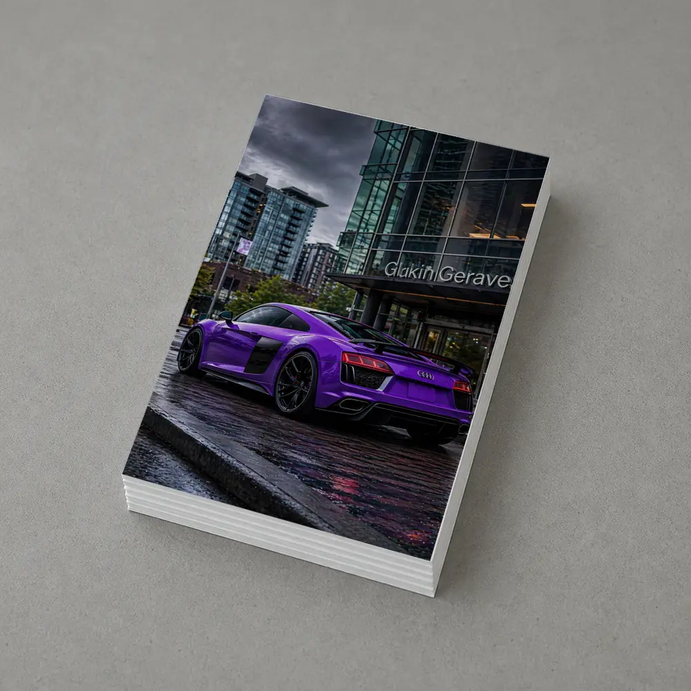 Purple Audi R8 Rainy City Street – Postcards