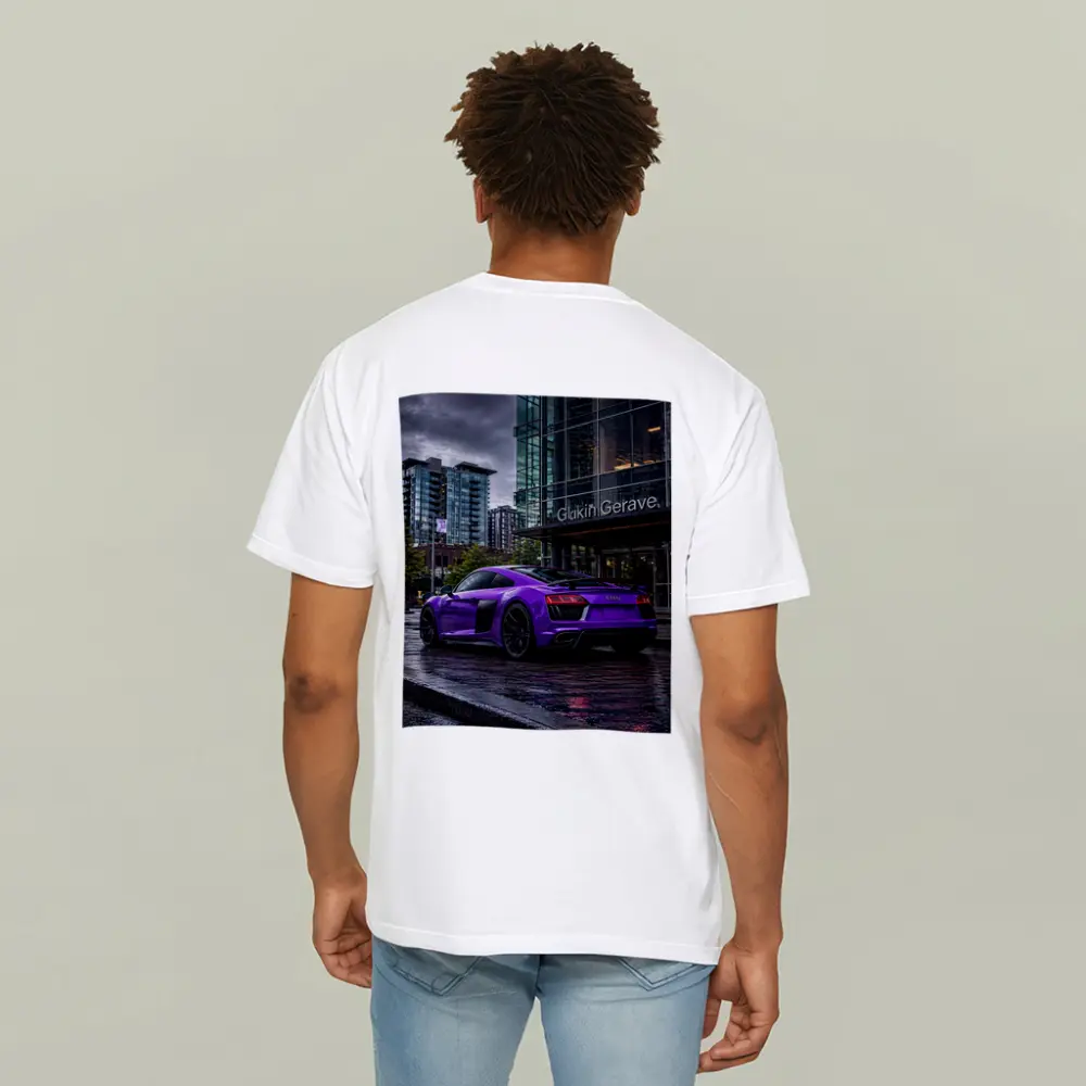 Purple Audi R8 Rainy City Street – T-Shirts