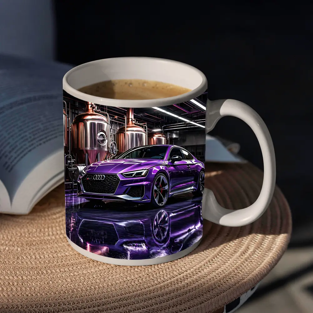 Purple Audi RS5 Inside Industrial Brewery – Mugs