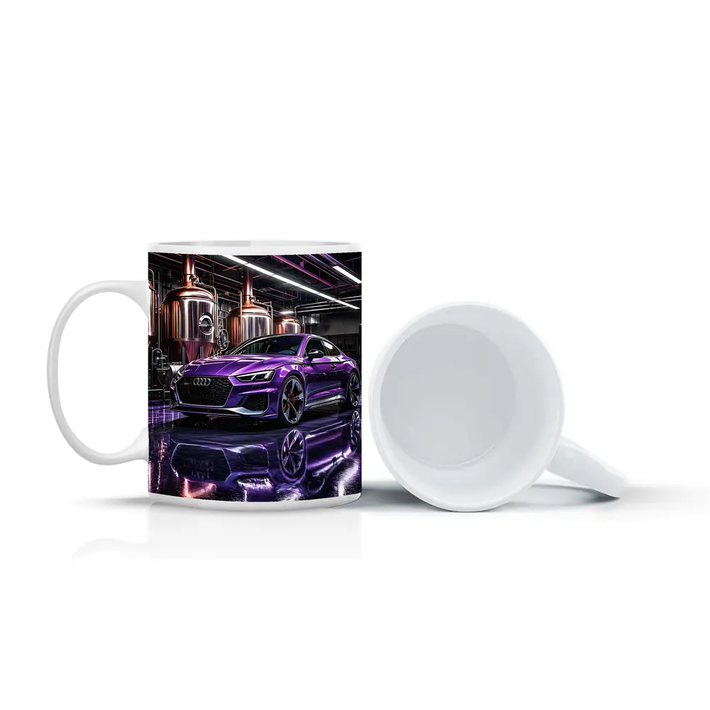 Purple Audi RS5 Inside Industrial Brewery – Mugs