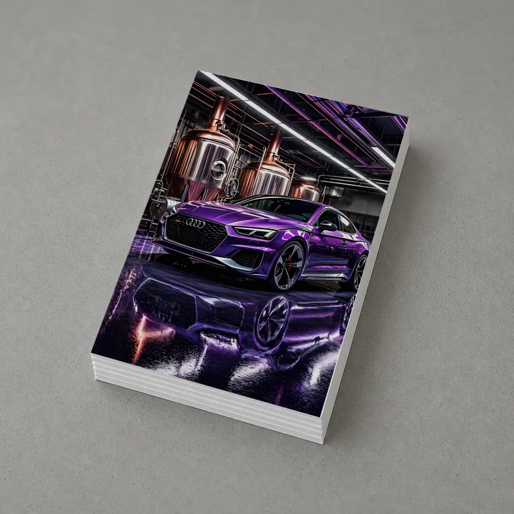 Purple Audi RS5 Inside Industrial Brewery – Postcards