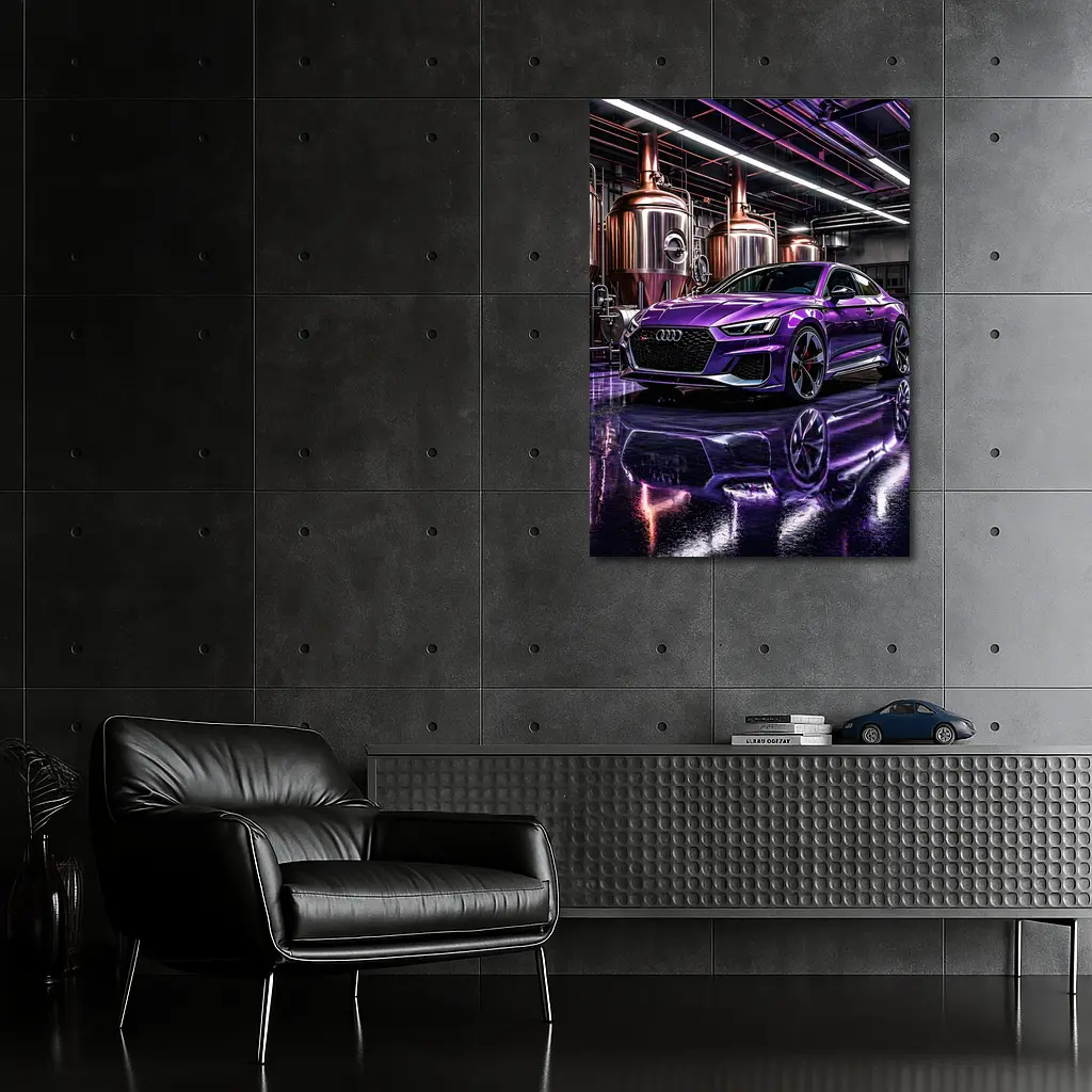 Purple Audi RS5 Inside Industrial Brewery – Wall Art
