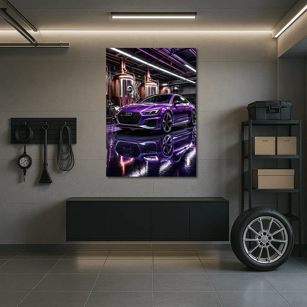Purple Audi RS5 Inside Industrial Brewery – Wall Art