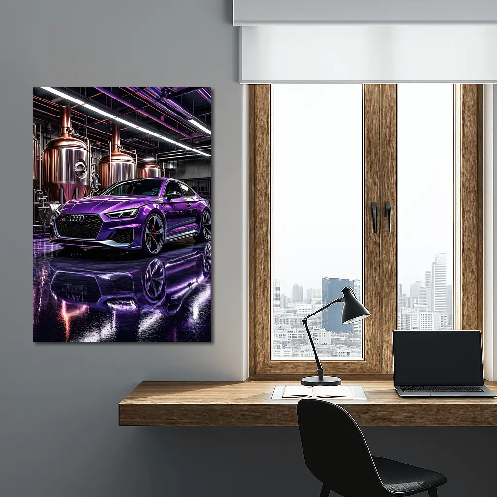 Purple Audi RS5 Inside Industrial Brewery – Wall Art
