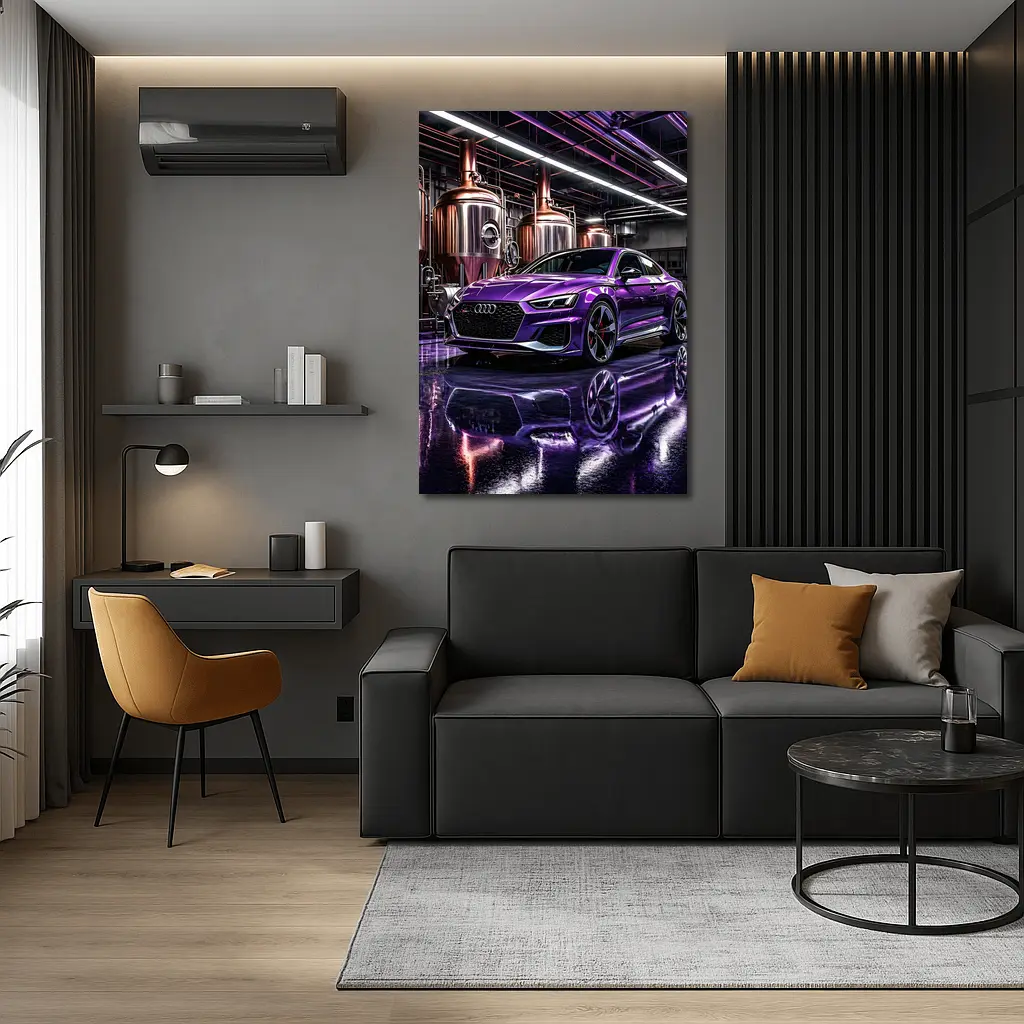 Purple Audi RS5 Inside Industrial Brewery – Wall Art