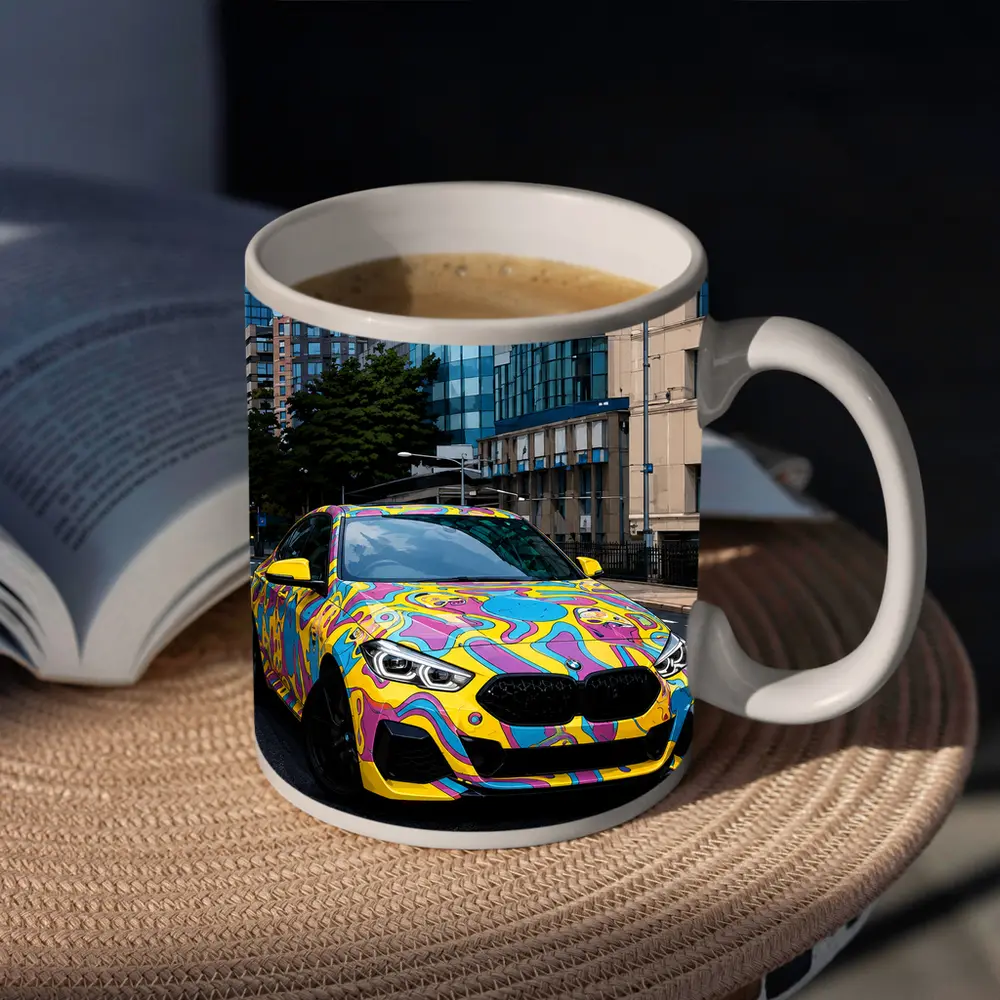 BMW 2 Series Psychedelic Art Wrap City – Mugs